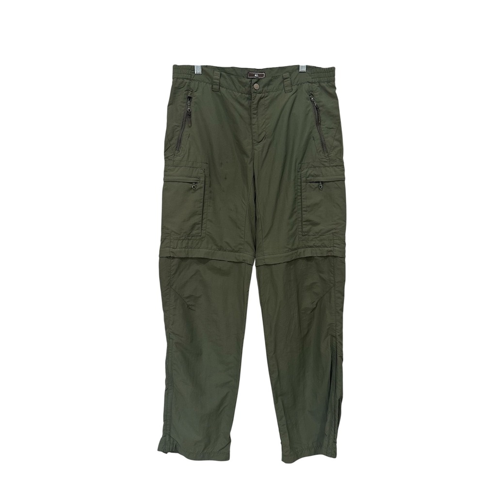 REI Sahara Convertible Cargo Pants Women 8 Olive Green Hiking Zip Off UPF 50+